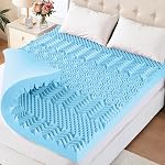 YUGYVOB Matelas Topper Queen, Mousse Reine Matelas, Gel de refroidissement Infusé Lit Topper, 7 Mousse de caisse d'oeufs de zone, certifiée CertiPUR-US, 2 1 cm