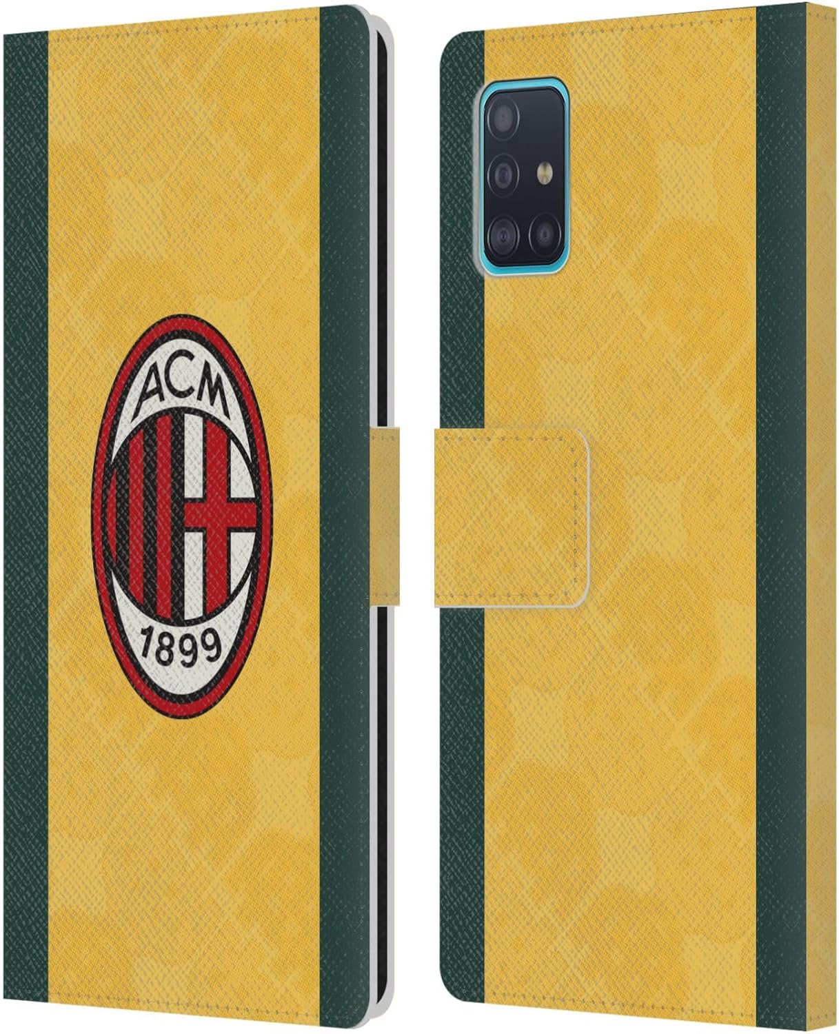 Head Case Designs Officially Licensed AC Milan Third 2025/26 Crest Kit Leather Wallet Case Compatible with Samsung Galaxy A51 (2019)