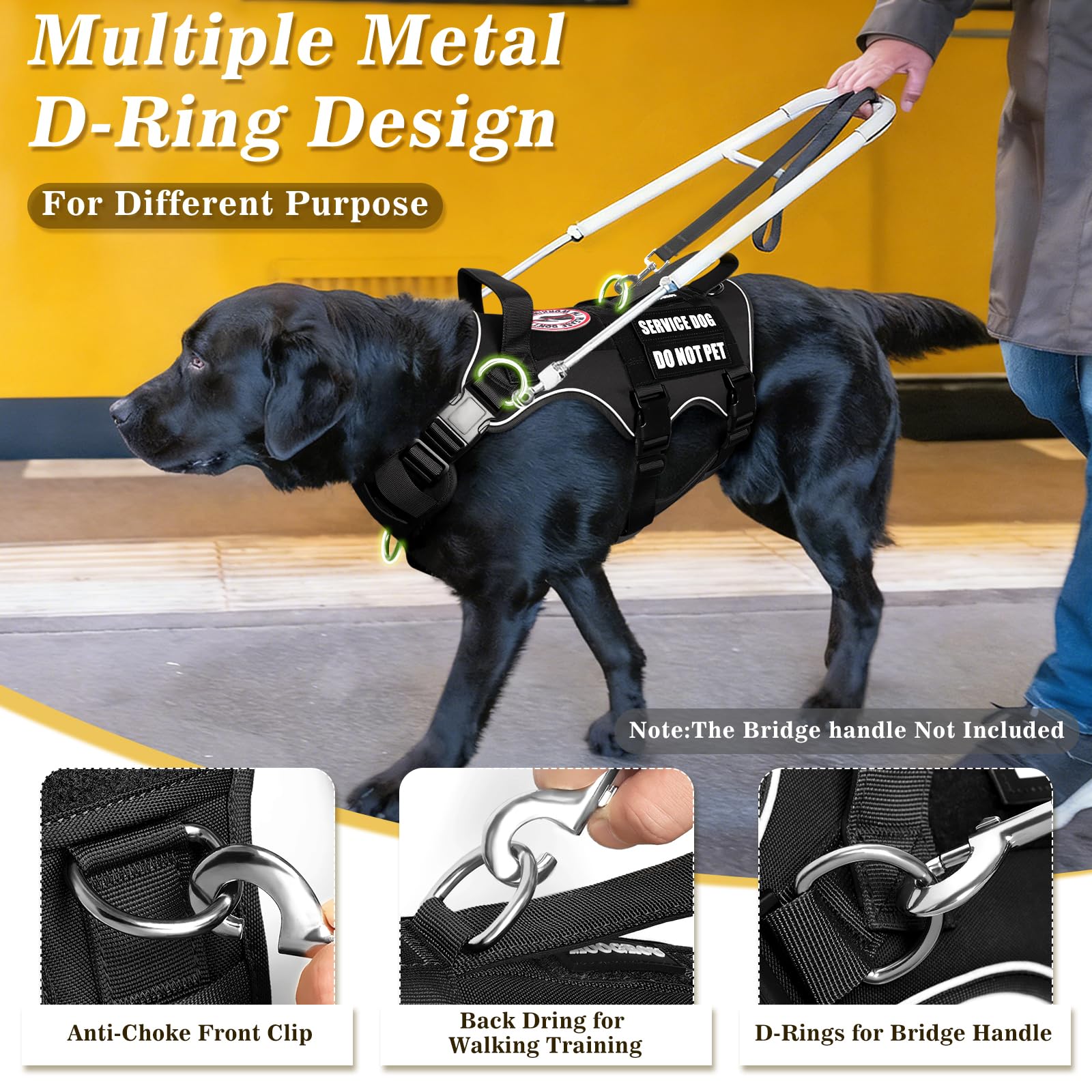 Chaleco para perro de servicio con bolsillos, arnés grande para perro y mochila extraíble para entrenamiento de senderismo, chaleco para mascotas con asa y sistema Molle para parches, color