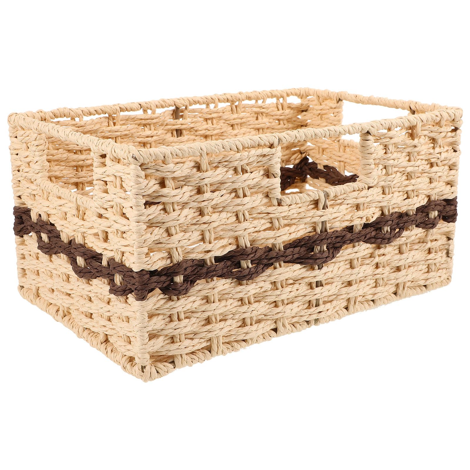 Veemoon Cesta Tejida Pequeña Multiusos De Material Natural Color Caqui Sin Tapa Organizador Para Baño y Escritorio Almacenamiento Práctico Casa