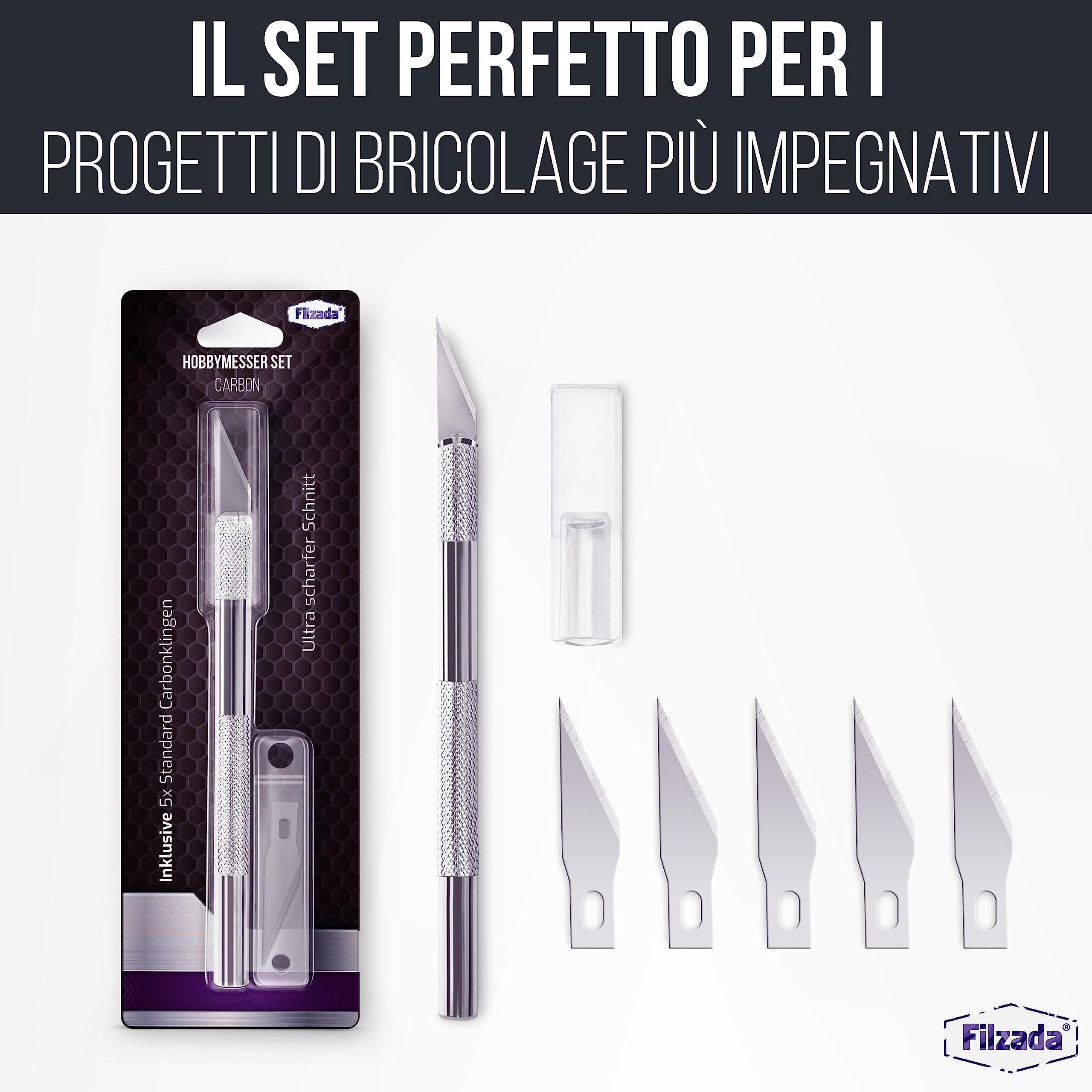Cutter Di Precisione Con 20 Lame Di Ricambio Tipo 11 – Manico In Alluminio 120 Mm, Ideale Per Modellismo E Artigianato - 3