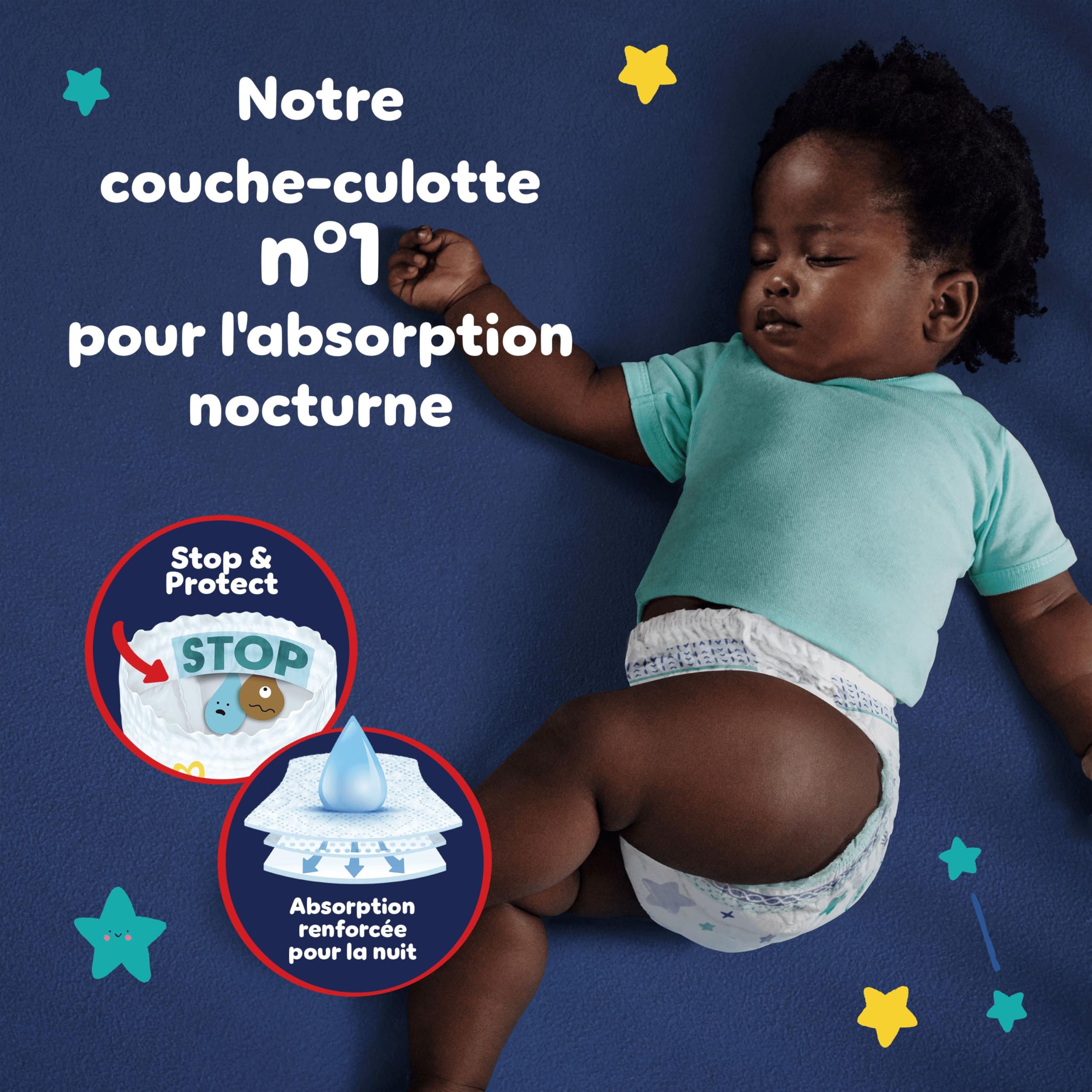 Pampers Night Pants, Taille 5, 160 Couches-Culottes, 11-17kg, Maintien 360° Contre Les Fuites Avec Un Cœur Super Absorbant Pour Une Protection Renforcée Toute La Nuit, Pack 1 Mois