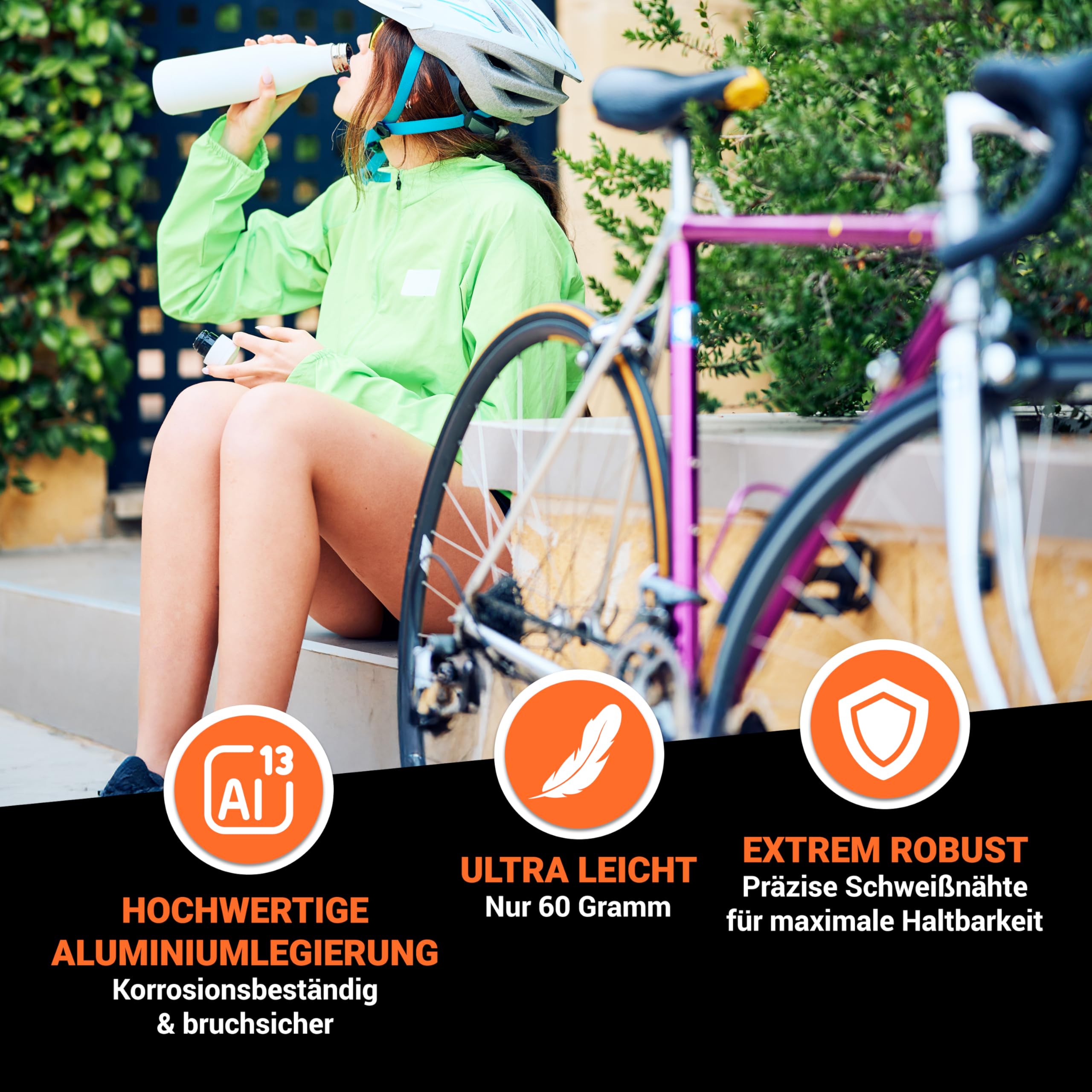 JABs - Portabottiglie in Alluminio per Bici da Corsa, Bianco, Universale