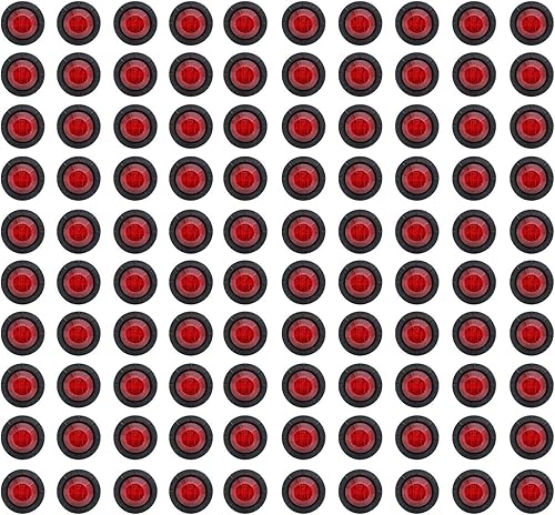 TMH Paquete de 100 luces LED rojas de 34 pulgadas, luces marcadoras LED laterales para remolque, camión, caravana, coche, autobús, furgoneta