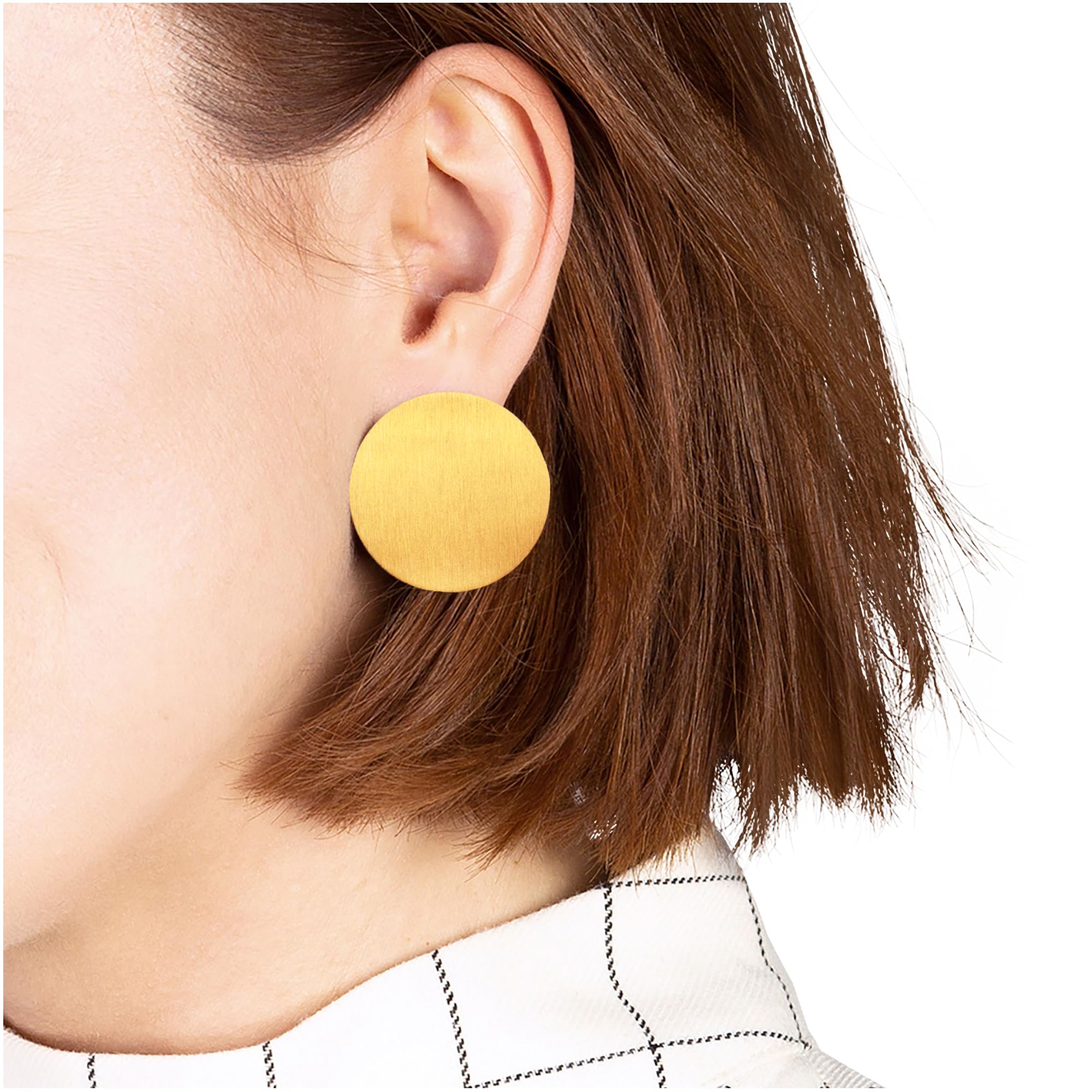 Große Statement Ohrringe • Gebürstete Edelstahl Ohrstecker 18k vergoldet • Boho Style Scheiben Ohrschmuck • nachhaltig & handgemacht • Ø 30mm