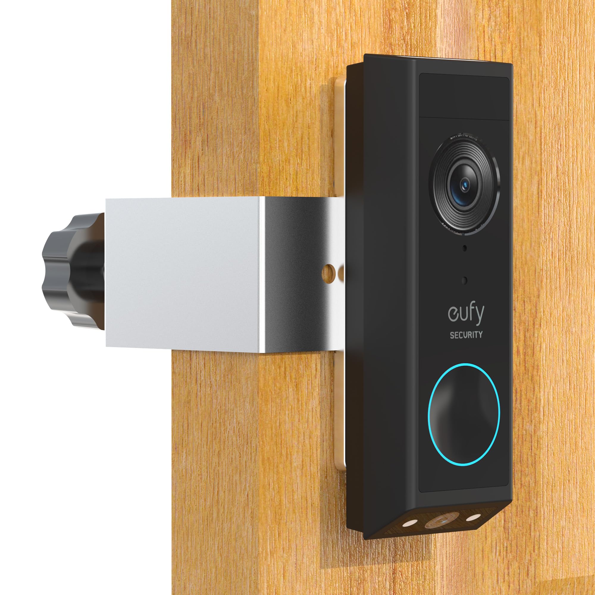 Anti-Theft Door Mount for eufy E340 Doorbell, 304 Stainless Steel and Aluminum Construction, Silver, No-Drill Installation, Compatible with Home, Garage, Apartment, Hotel and Office Doors