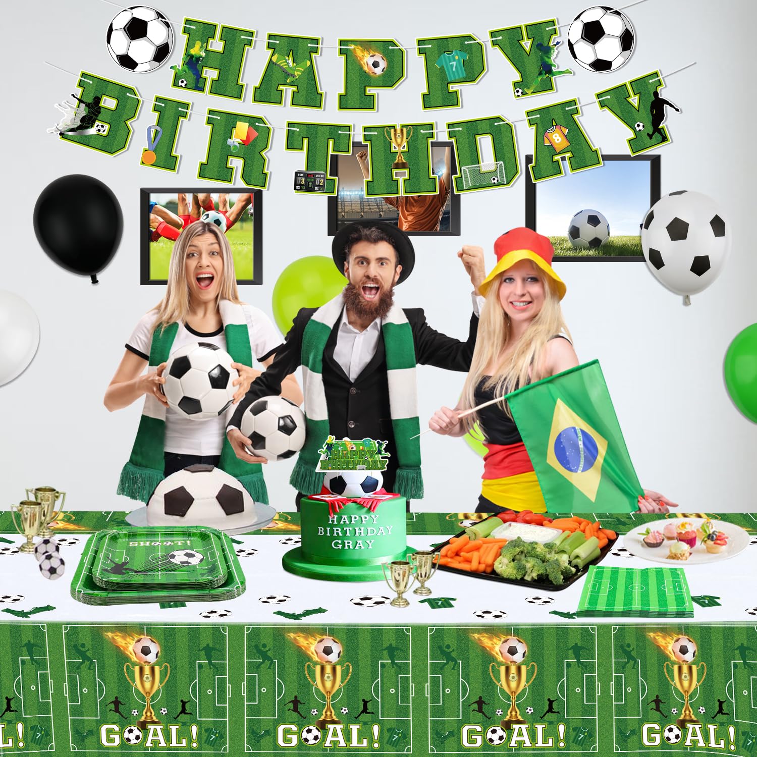 60 Stück Fußball Geburtstagsdeko - Partygeschirr Für 20 Personen Teller & Servietten