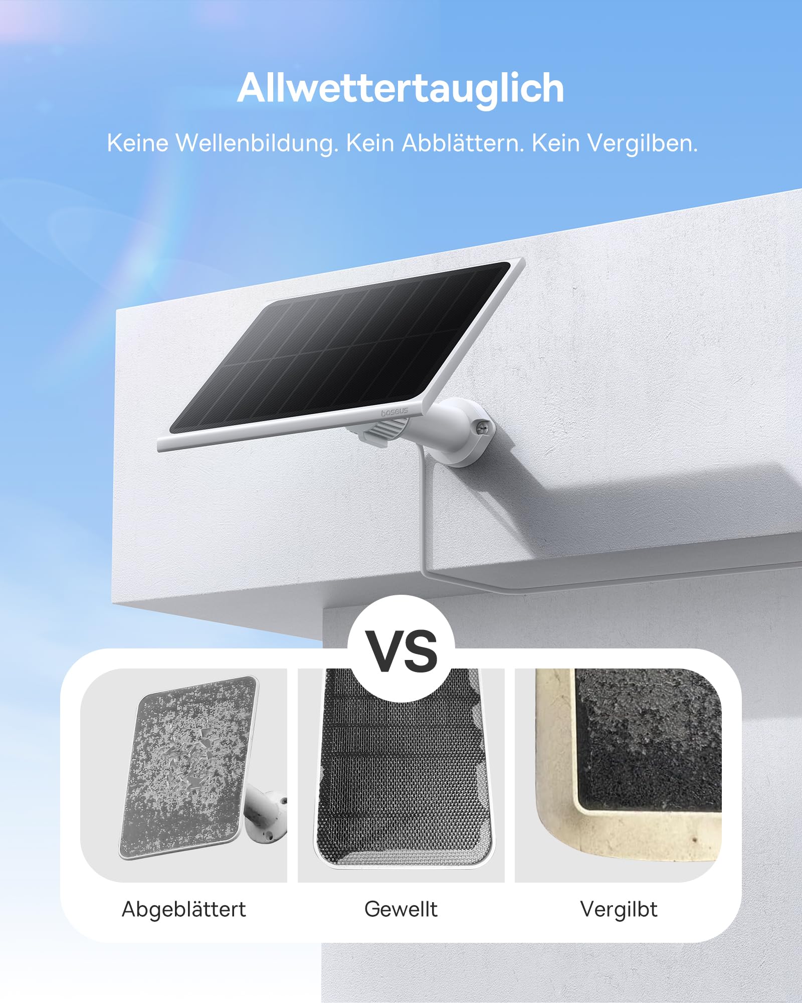 Baseus Security A1 3W Solarpanel für Überwachungskamera Aussen Akku, Solar Panel IP67 Wasserdicht, 4-Meter-Kabel, Solarmodul Kompatibel mit Baseus Kamera N1, S1 Series Für Unendliche Solarenergie