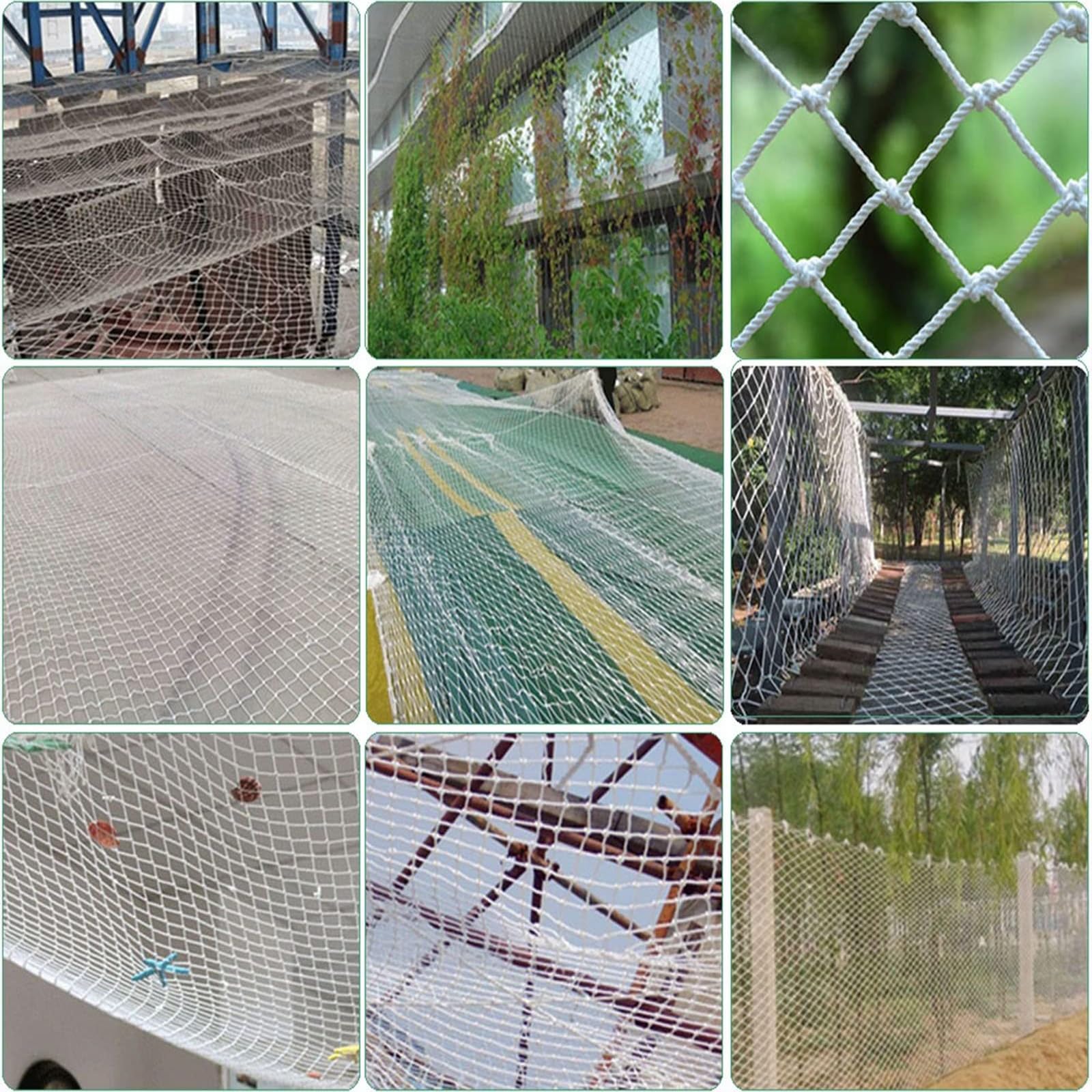 Generico Rete da Arrampicata per Esterni 7x30FT, Rete di Sicurezza Bianca per Gatti e Animali Domestici, Diametro della Corda 0,6 cm, Protezione per Scale e balconi, Ideale per patii Interni e ringhi