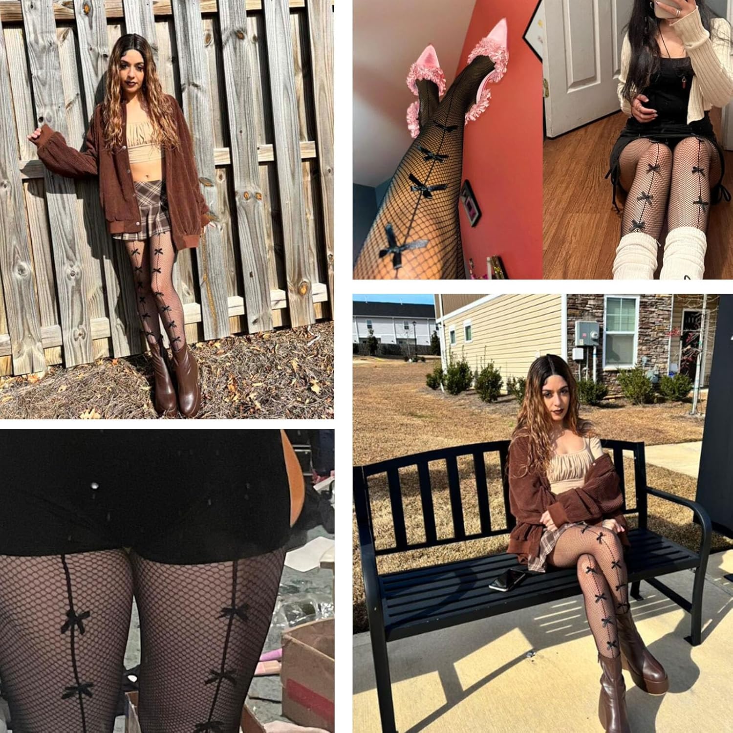 Women Bow Decor Fishnet Tights Fishnet Thigh High Stockings, Thigh High Stocking Bow Pantyhose - Image 5