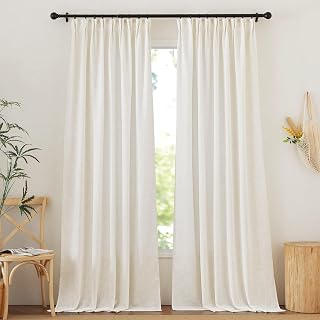 NICETOWN Linen Pinch Pleated Curtains 84 Inches Long for Bedroom