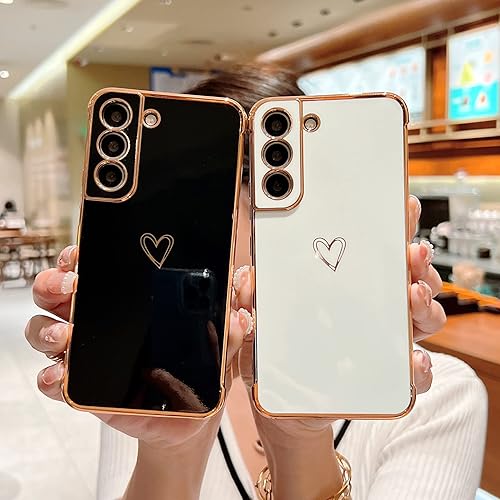 Miniatura 9 de ZTOFERA Funda diseñada para Samsung Galaxy S21 Plus 5G, bonito borde chapado con patrón de corazones de amor con protección para lente de cámara,