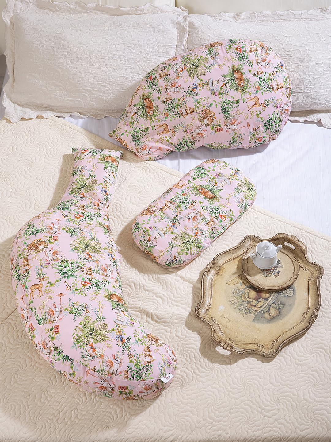 THE BABY TRUNK Blush Bunny Maternity Pillow | Full Body Support for Pregnancy & Nursing | Soft & Washable Cover 2