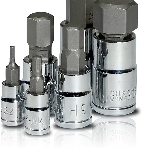 Miniatura 5 de Juego de brocas hexagonales maestras SAE y métricas Allen estándar 14 38 12 pulgadas