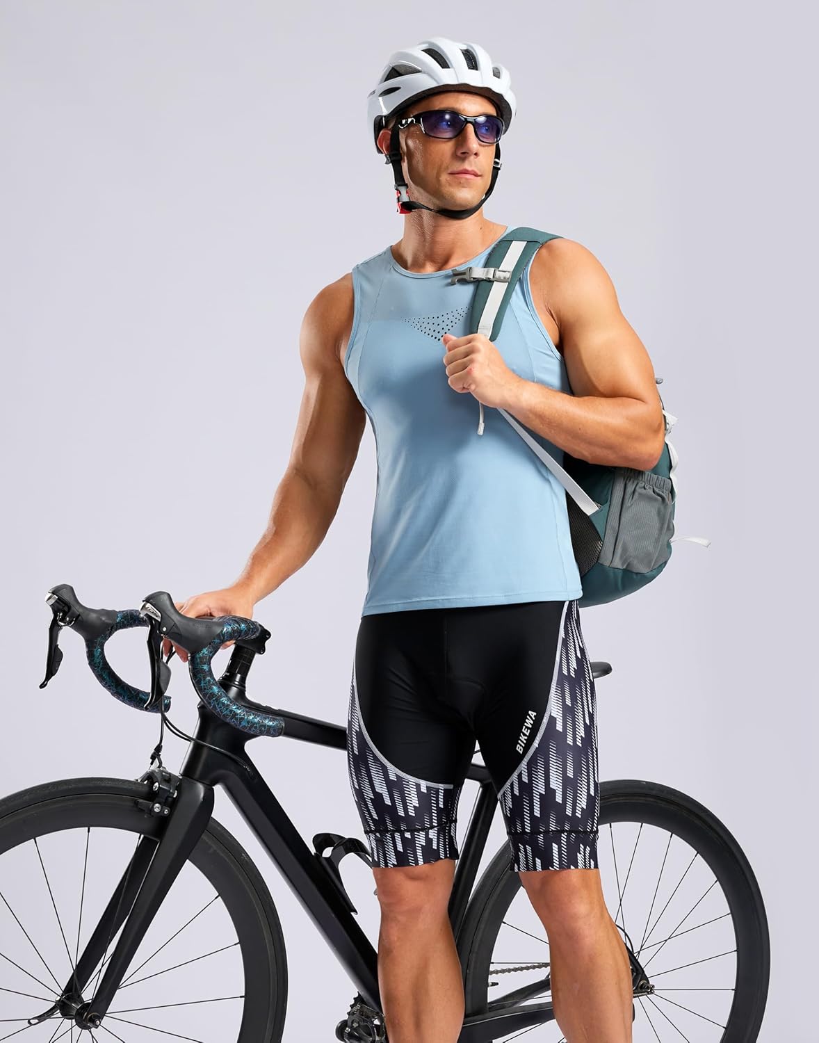 Bikewa Men's Cycling Shorts with Silicone Leg Grippers Padded Bike Bicycle Biking Cycle Shorts for Men No Pockets(Black/White,L) - Image 7