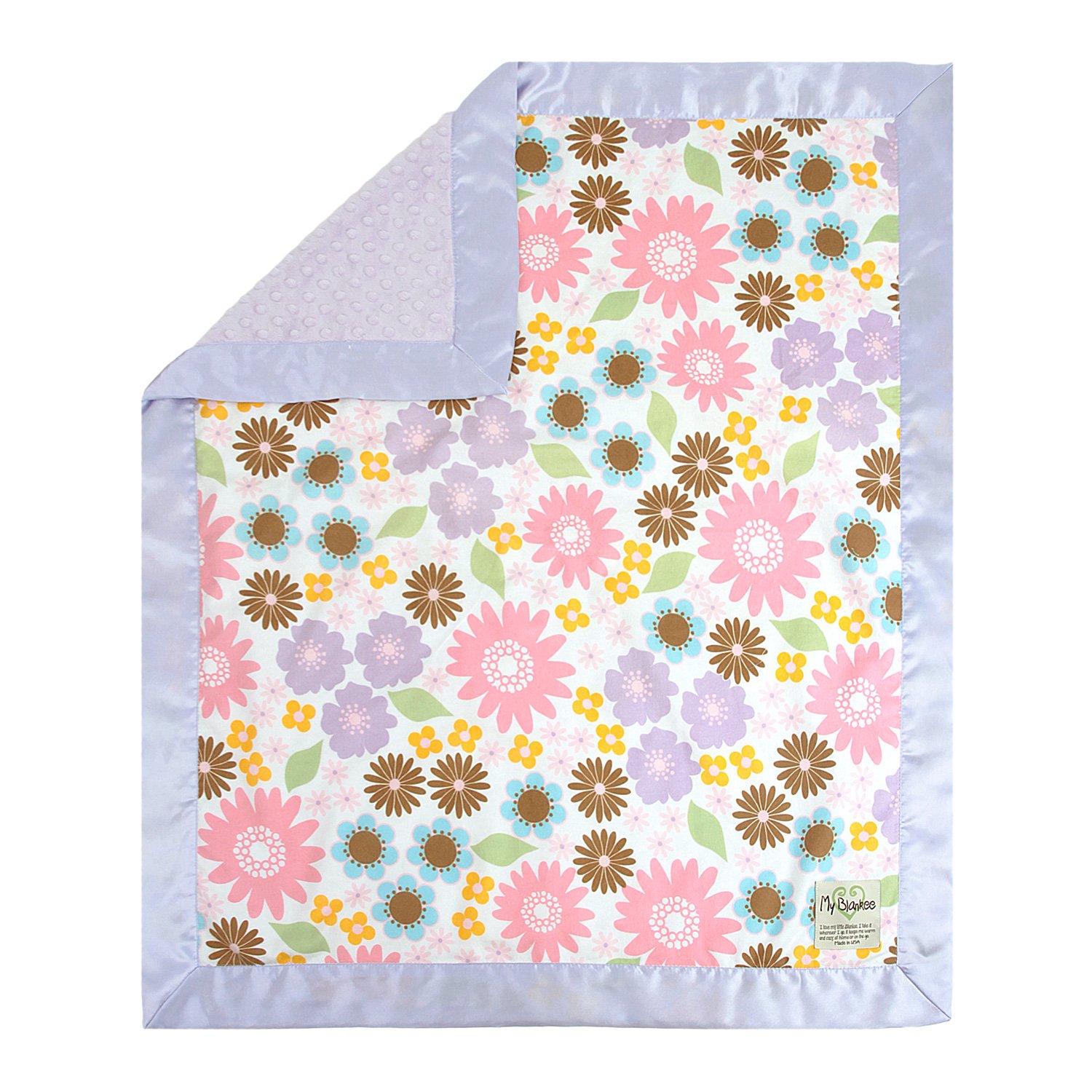 My Blankee Izzy White Cottton Blanket with Minky Dot