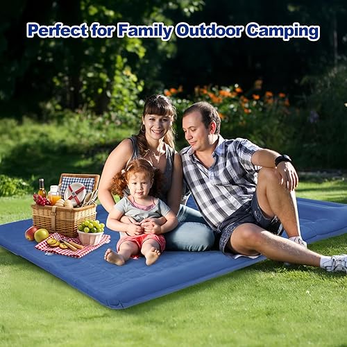 Miniatura 8 de CAMULAND Colchoneta de dormir doble para campamento, 4.7 pulgadas, ultra gruesa, autoinflable, para 2 personas, con bomba de pie de almohada