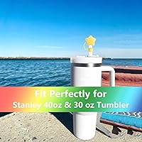 Vista 5 de Juego de 4 fundas de popote con diseño de estrella compatibles con vasos Stanley de 30 y 40 onzas, reutilizables, bonitas puntas de popote