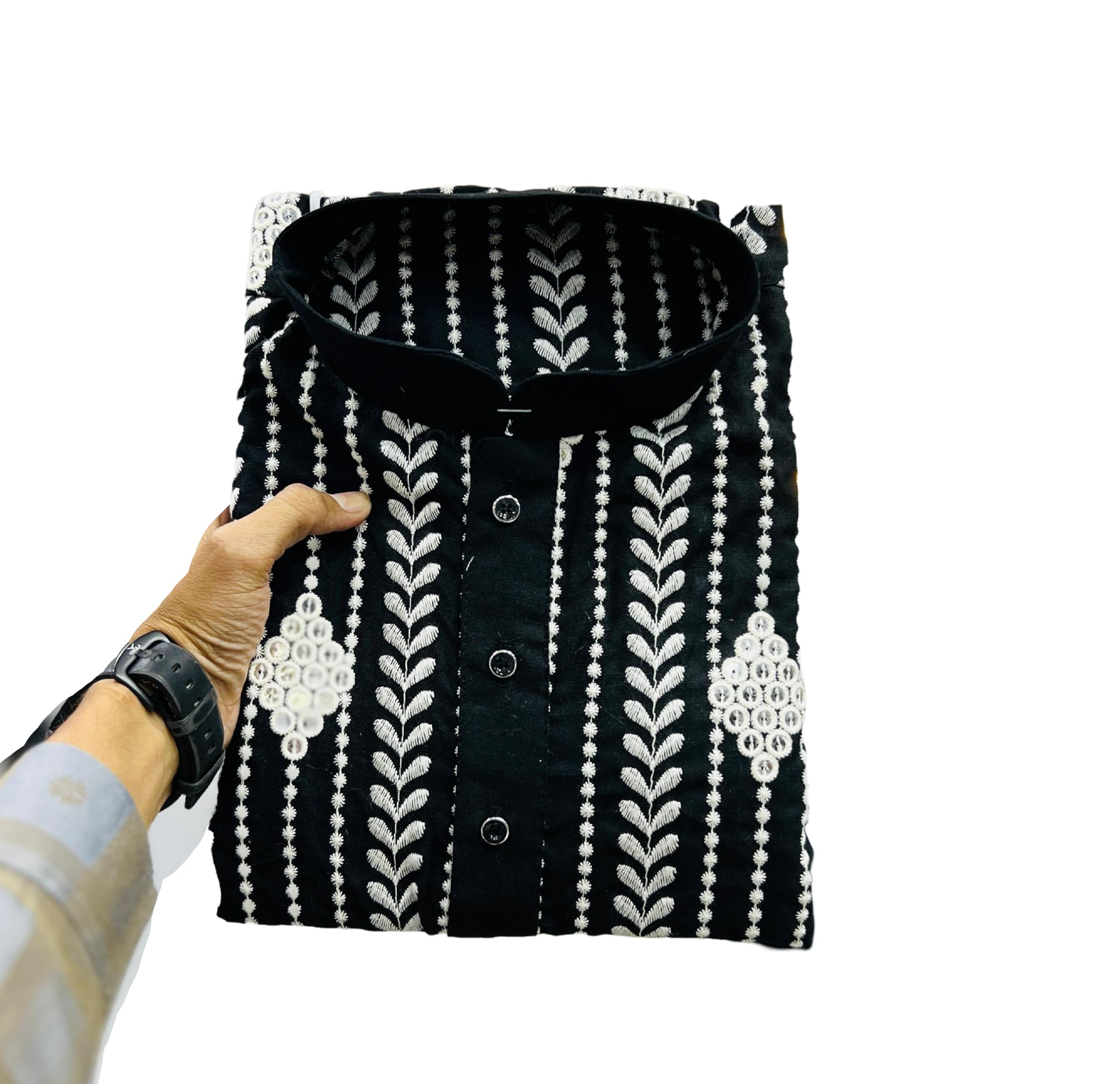 Men's Embroidered Soft Pure Cotton Kurta for Men-image-10