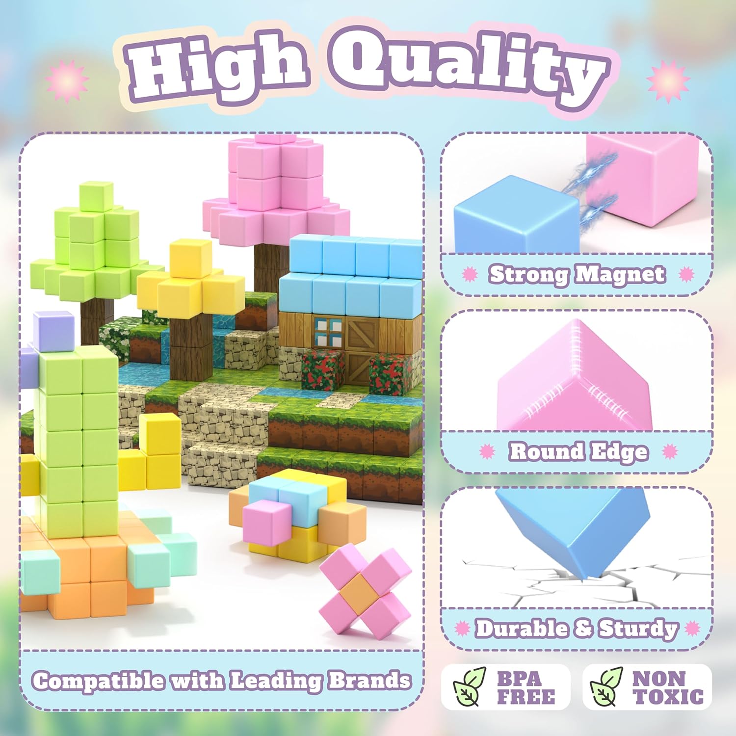 VigorFun 116 PCS Magnetic Blocks Set (Bright Color) & 116 PCS Magnetic Blocks Set (Macaron Color)