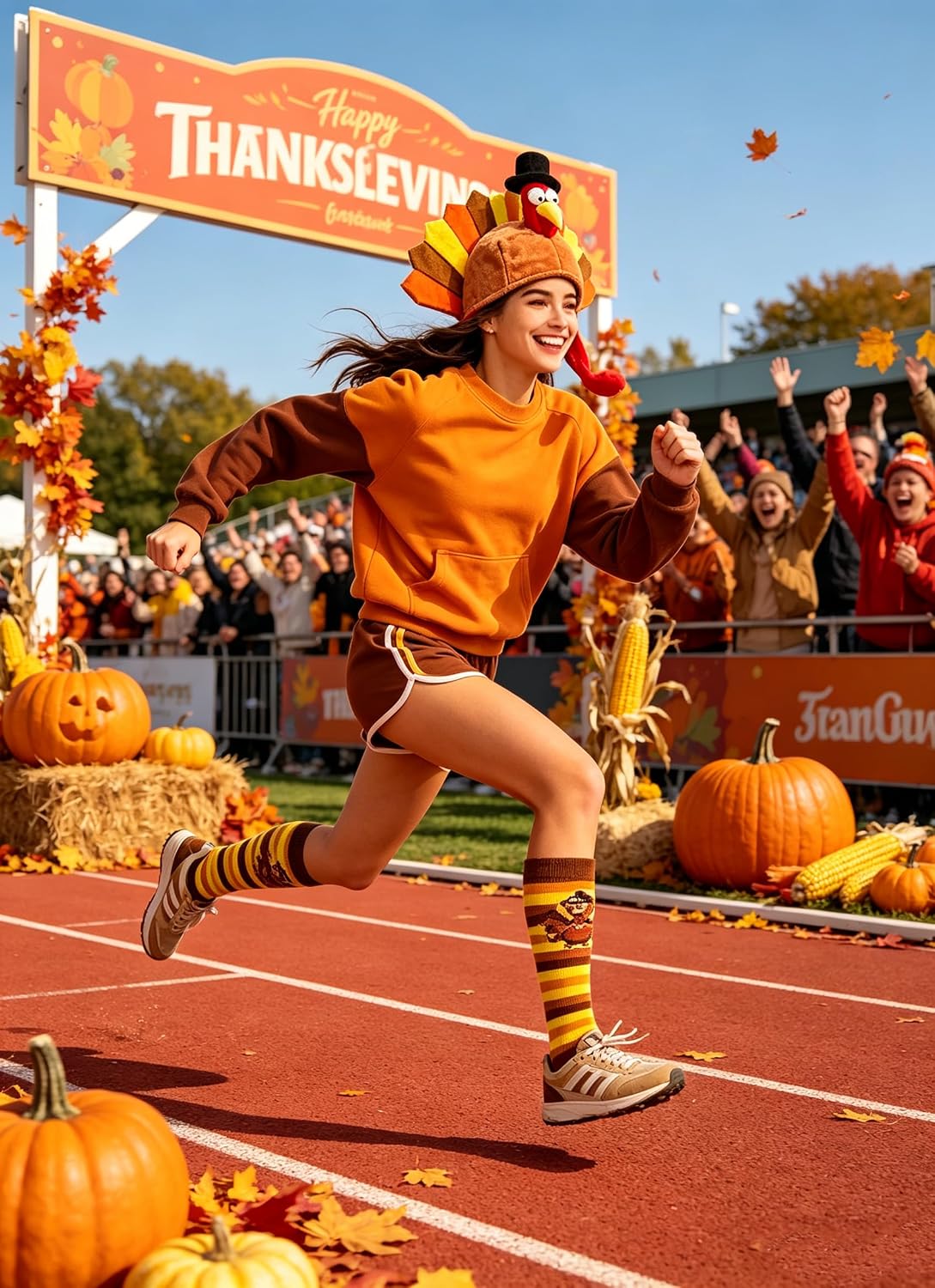 Thanksgiving Turkey Hat and Turkey Trot Socks for Thanksgiving Holiday Costume Decorations Party Favor Supplies image 4
