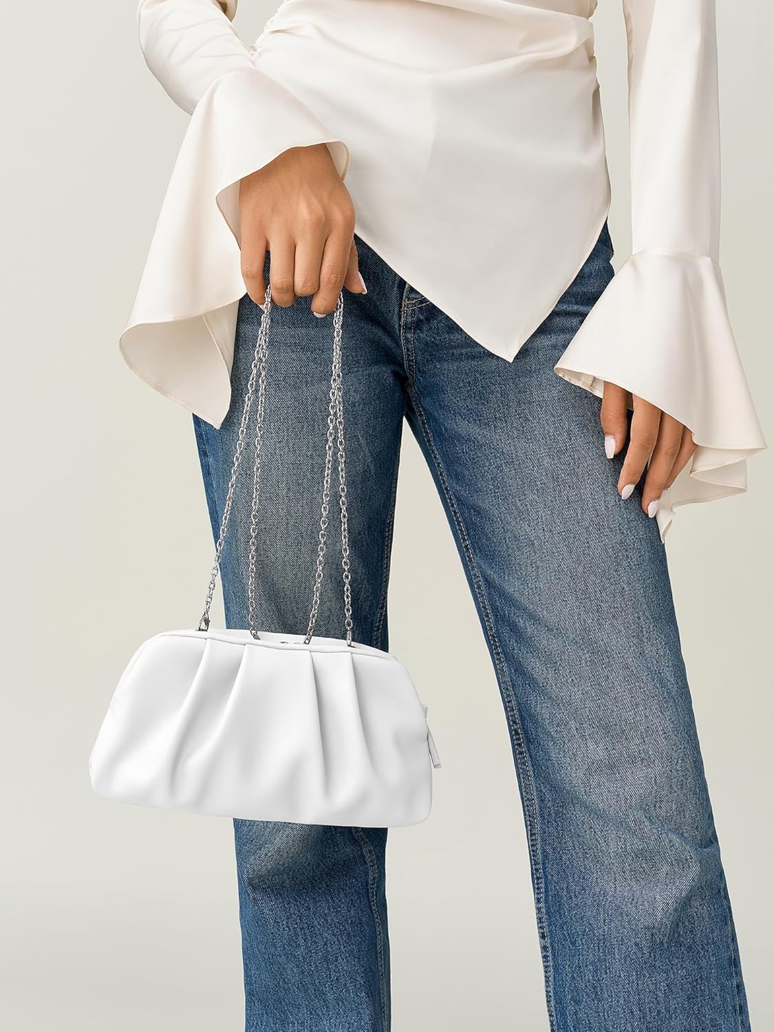 SWEETV CHUNLI Dressy Vegan Leather Clutch Purse for Women Formal, Soft Pleated PU Evening Clutch for Weddings, Proms - Image 2