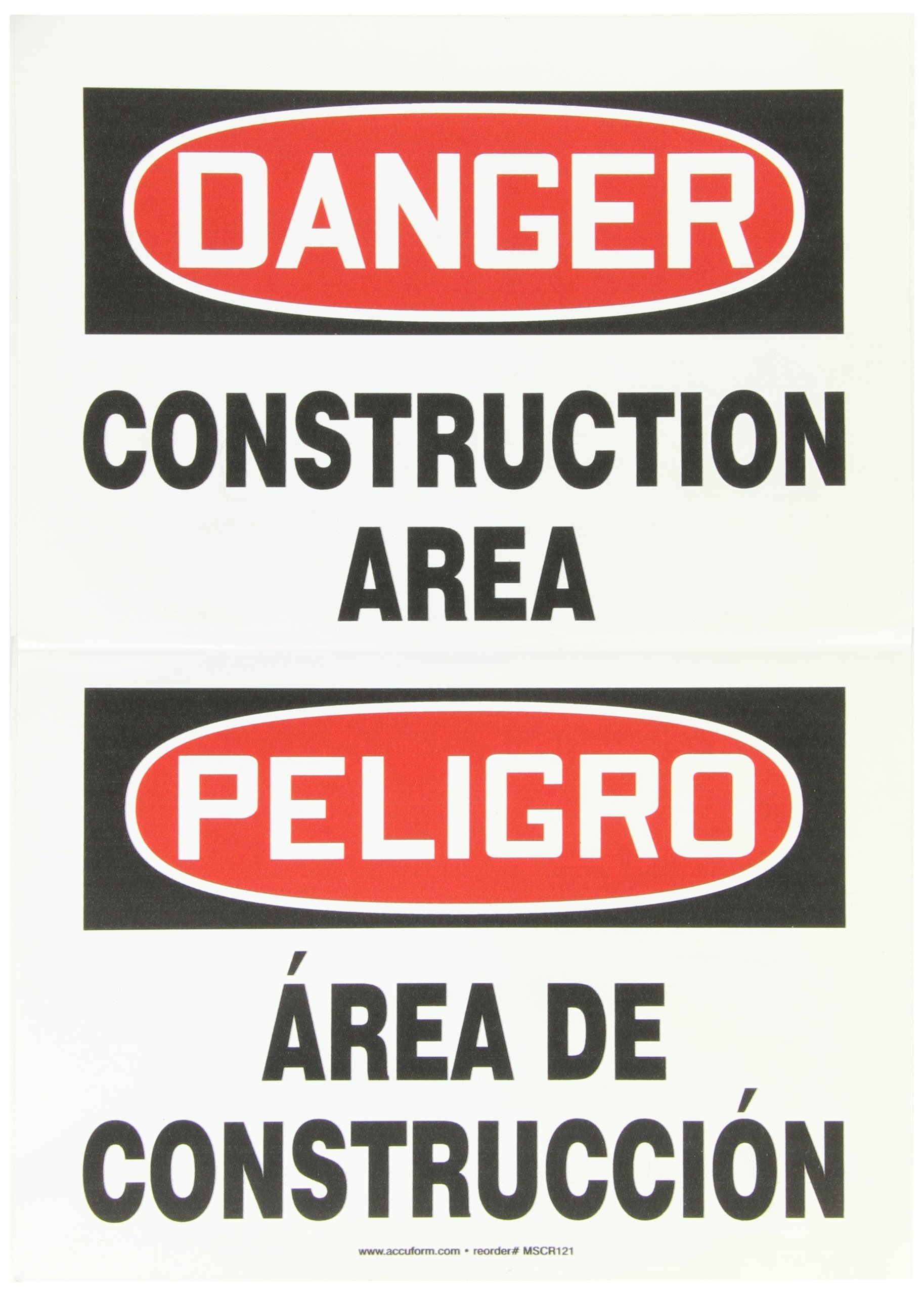 Panneau adhésif bilingue Danger Construction Area souple - 3