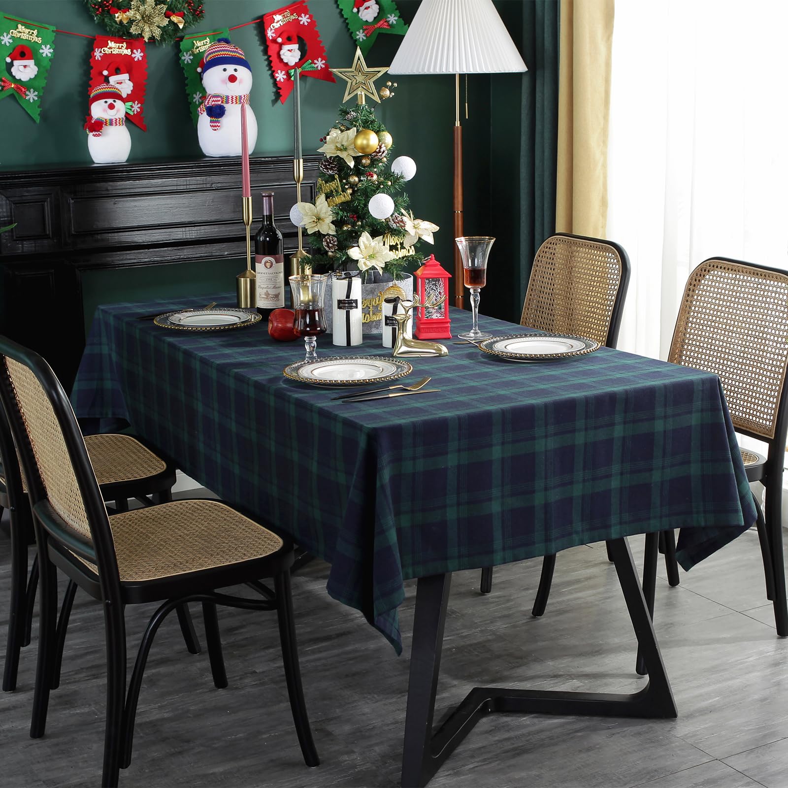 ZIQINPSQ Nappe de table rectangulaire vichy bleu et vert pour toutes les décorations de mariage, anniversaire, Noël, fête quotidienne, 140 cm x 300 cm