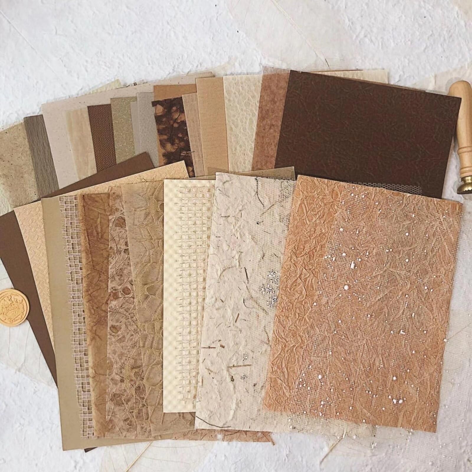 30Pcs Handmade Scrapbook Paper, Craft Textured Paper Morandi A5 Sheet Mesh Fabric Mulberry Special Paper, Mix for Scrapbooking Junk Journal, 5.8X8.2 In - C