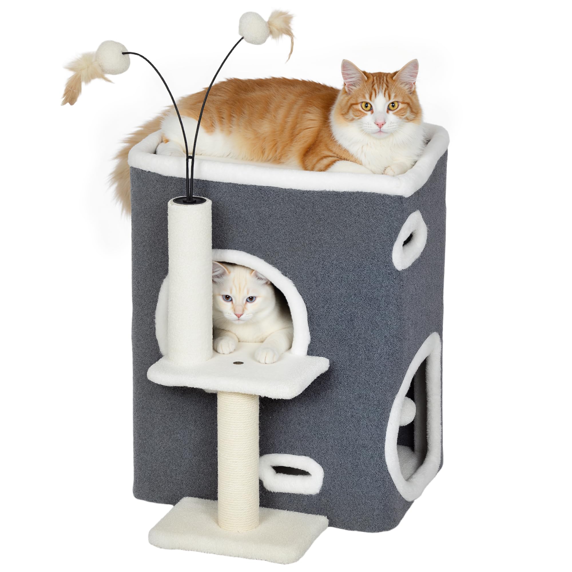 Arbre à chat pour chat de taille moyenne PawHut avec griffoir et jouets suspendus