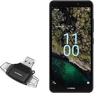 BoxWave Smart Gadget Compatible with Nokia C100 - AllReader SD Card Reader, microSD Card Reader SD Compact USB - Jet Black