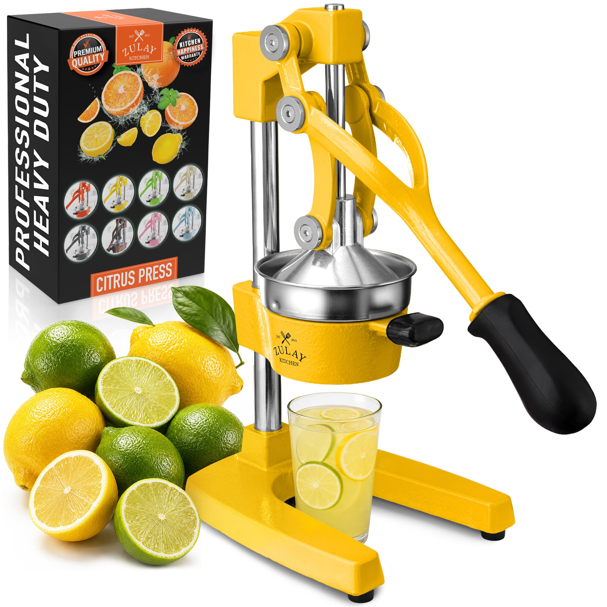 Zulay Kitchen Cast Iron Juicer - Heavy Duty Orange Juicer with Detachable Strainers for Easy Cleaning, Citrus Press for Citrus Fruits, Perfect for Bartenders, Juice Lovers &amp; Health Enthusiasts