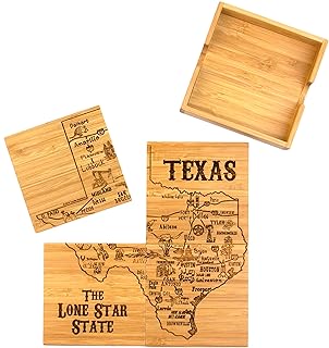 Totally Bamboo Texas State Puzzle 4 Piece Bamboo Coaster Set with Case
