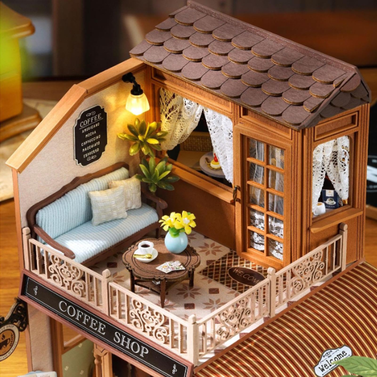 Kit Costruzione Mini Casa Giocattoli Artigianali In Legno Per Attività Di | Kit Casa Bambole con Copertura Antipolvere Attività Genitore-Figlio Per Famiglia, , Bambini, Ragazzi,