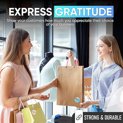 Miniatura 4 de 1000 calcomanías de agradecimiento, calcomanías holográficas de agradecimiento de 1.5 pulgadas para pequeñas empresas, autoadhesivas e impermeables,