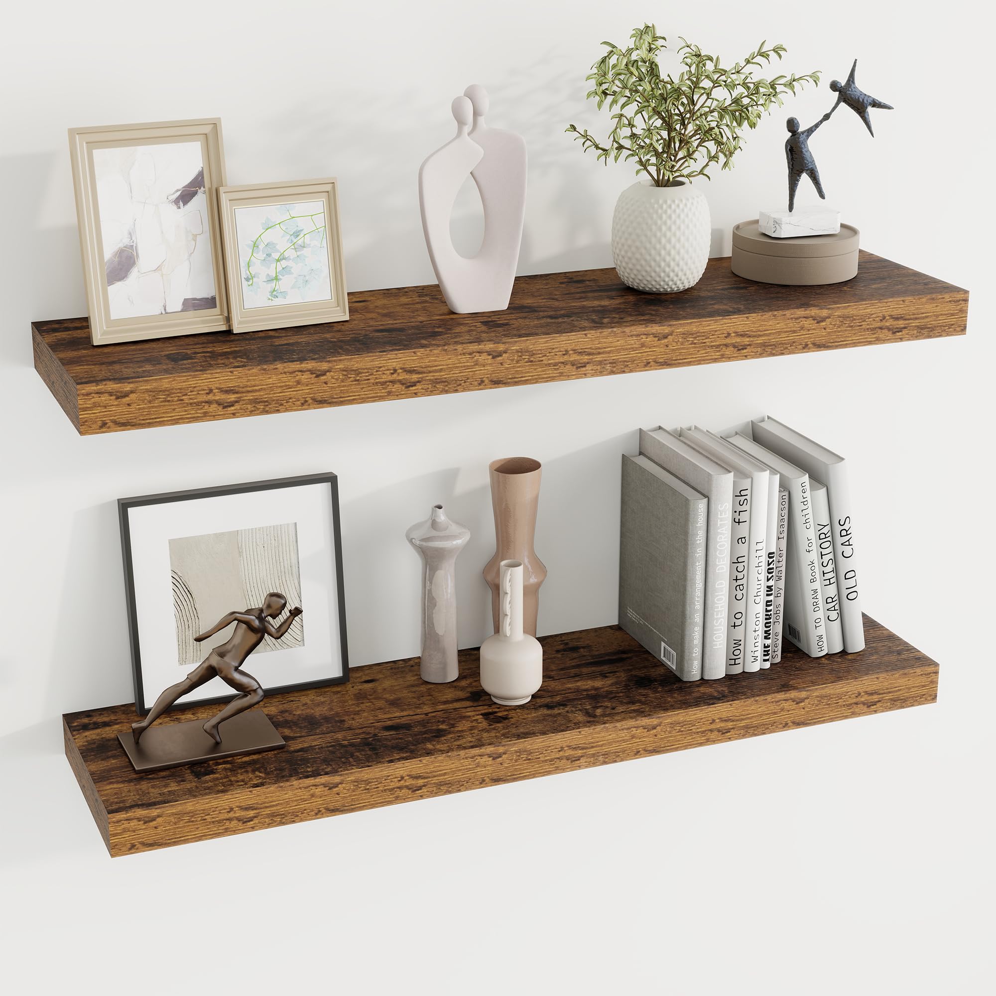 Dreamland 36 inch Floating Shelves Wall Shelves for Office with Invisible Brackets, 8 inch Deep Shelves for Bathroom, Living Room, Kitchen, Office,