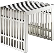 Modway Gridiron Contemporary Modern Small Stainless Steel Bench, 19.5"