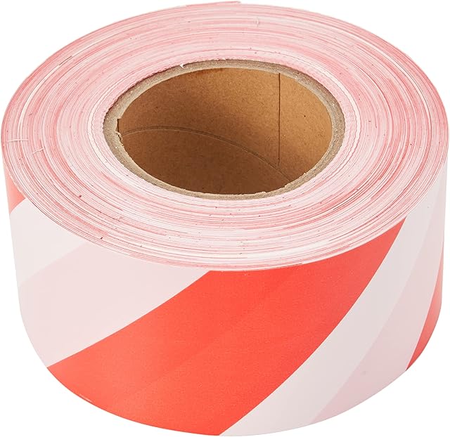 Everbuild Mammoth Non-Adhesive and Durable Polythene Barrier Tape, Suitable for Cordoning Off Areas - Red-White - 72mm x 500m
