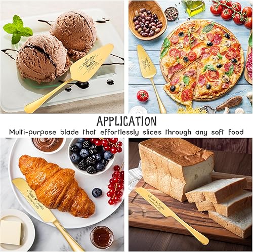 Miniatura 5 de Juego personalizado de corte de pasteles para bodas, juego de cuchillos y servidores de acero inoxidable, cortador de pasteles y servidor de