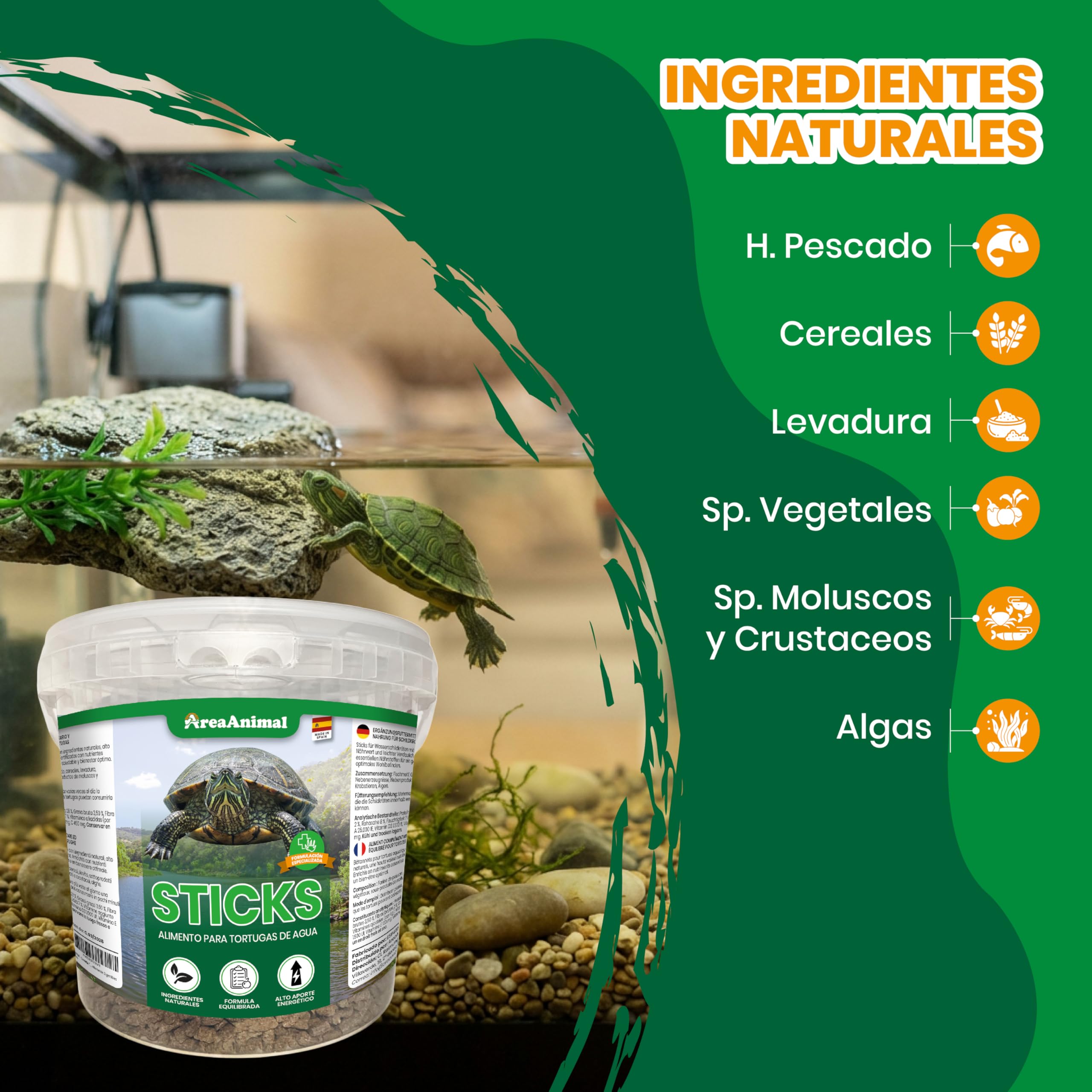Comida Tortugas de Agua, 1.5KG/5L Comida Tortuga Stick, Alimento Tortuga Agua con Alto Valor Nutritivo, Alimento Tortugas Altamente Digestibles