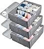 3Pcs Closet Underwear Organizer Storage Box with Lid, Collapsible Dustproof Linen Cabinet Drawer Dividers Organizers, Washable Storage Boxes for Clothes Socks Lingerie Ties Scarves A
