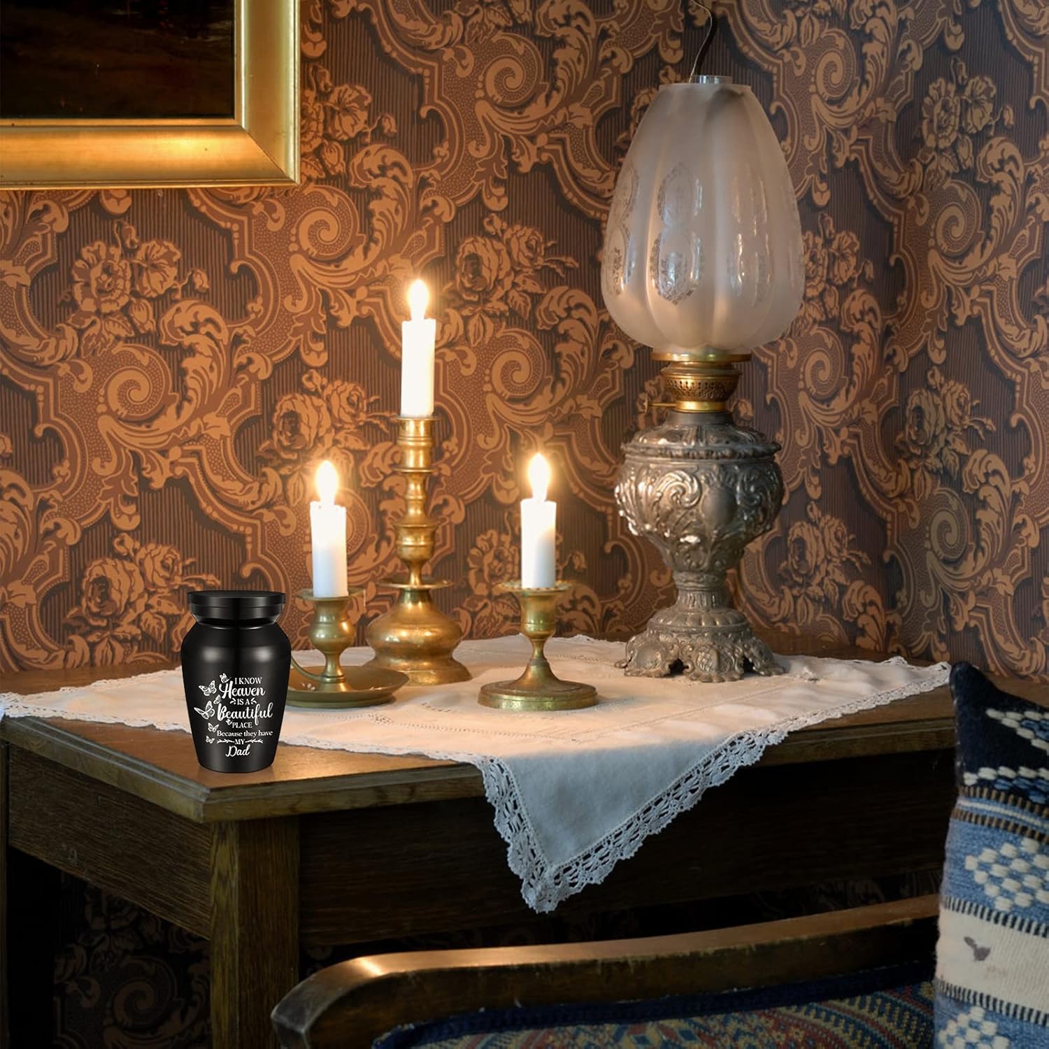 Small Urns for Human Ashes Aluminium Mini Keepsake Urn Butterflies Small Cremation Urns for Ashes Memorial Ashes Keepsake-I Know Heaven is A Beautiful Place Because They Have My Dad - Image 6