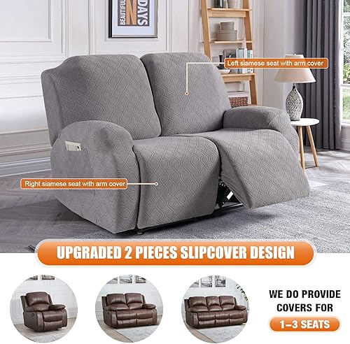 Vista 40 de VANSOFY Funda para silla reclinable, 3 piezas, fundas elásticas para silla reclinable, funda suave para silla reclinable, protector de muebles