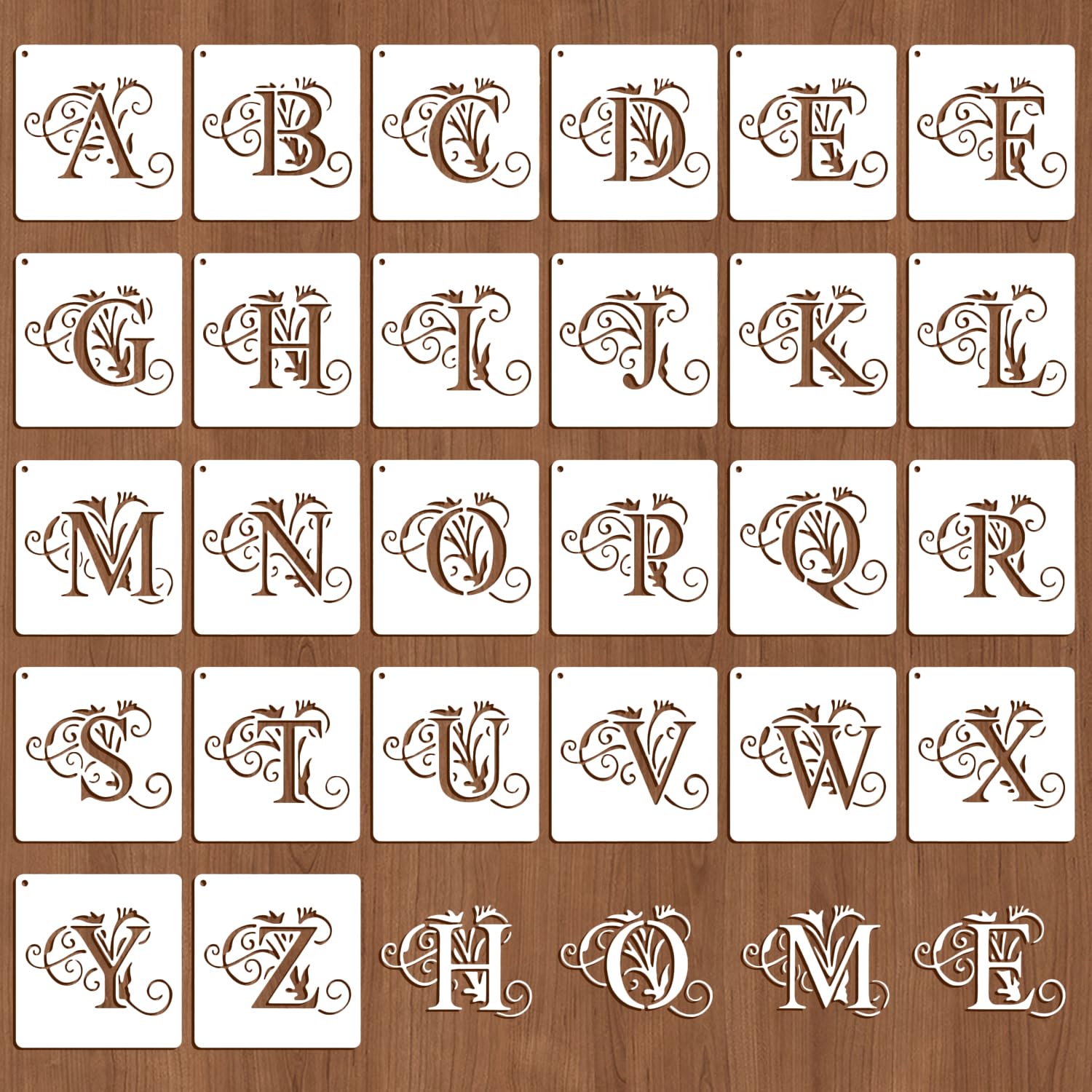 REEKNOKOL 26 Pcs Letter Stencils, A-Z Letter Stencils for Painting Assorted Styles Alphabet Templates for DIY Craft Photo Album Scrapbook โ image 1