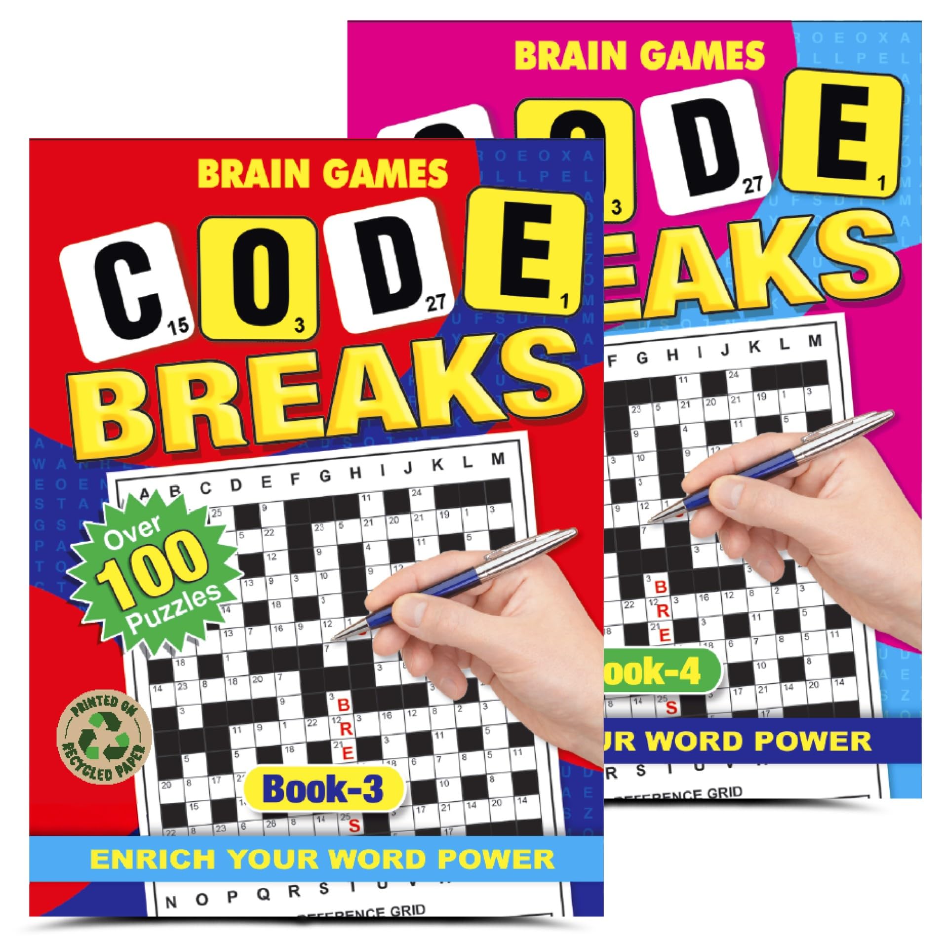 G4GADGET Codeword Puzzle Books for Adults – Pack of 2 Code Breaker Puzzle (Book 3 & Book 4) | 136 Pages Each | Fun & Challenging Codewords Puzzle Books for Adults | Brain Training & Logic Word