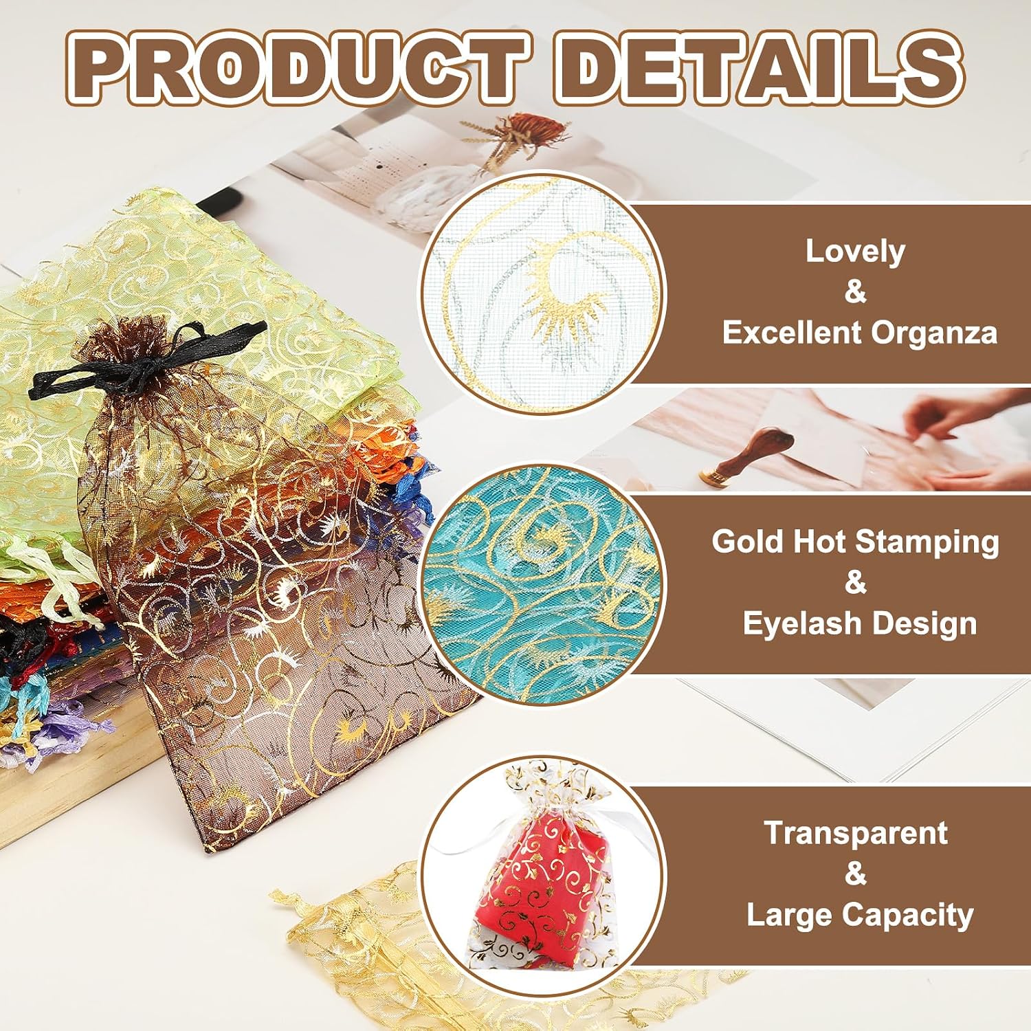MECCANIXITY Organza Bags, 50Pcs 3.9x4.7 Inch Candy Mesh Bag with Drawstring Jewelry Gift for Party Favor Pouch Christmas Wedding Festival Small Gift, Lake Blue