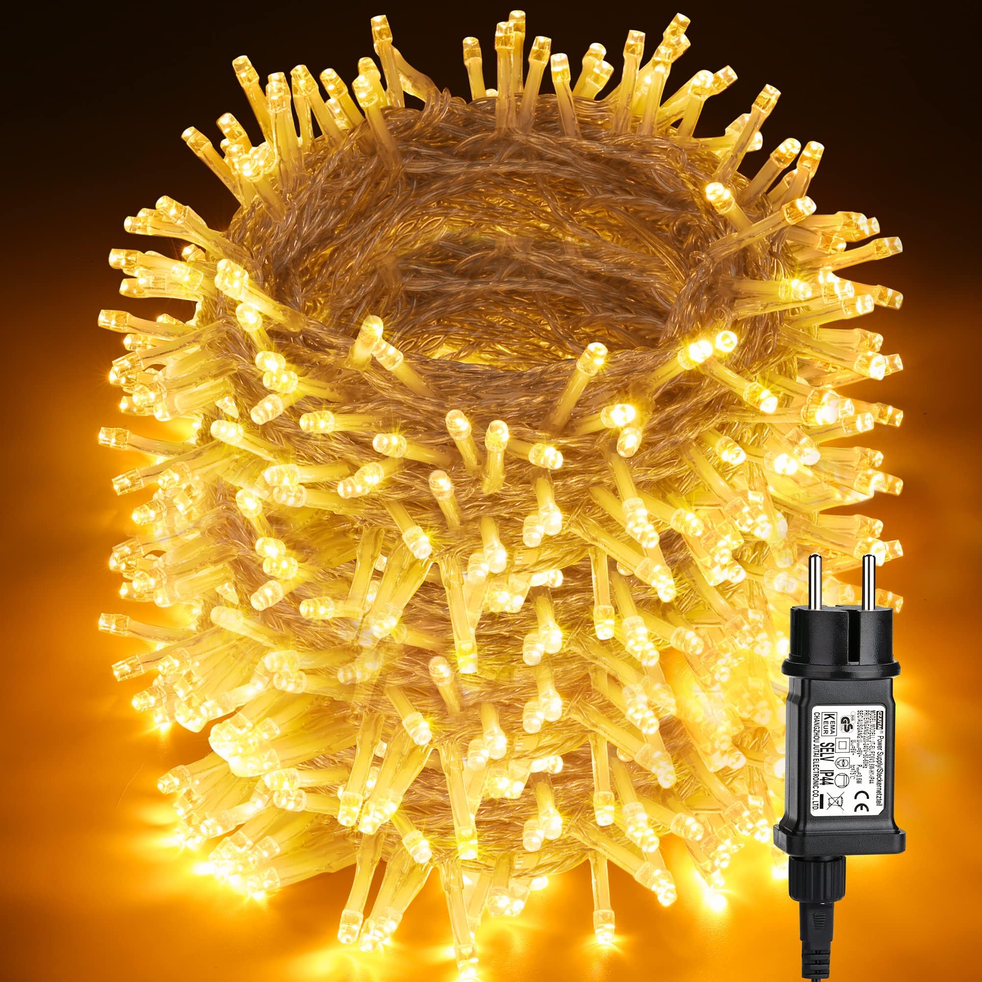 PhilzOps Guirnalda de Luces Navidad, 100m 1000 LED Cadena de Luces Interior Blanco Cálido 8 Modos IP44 Impermeable Luz Decorativa Exteriores para Jardín Terraza Árbol Bodas Fiesta, Cable Transparente