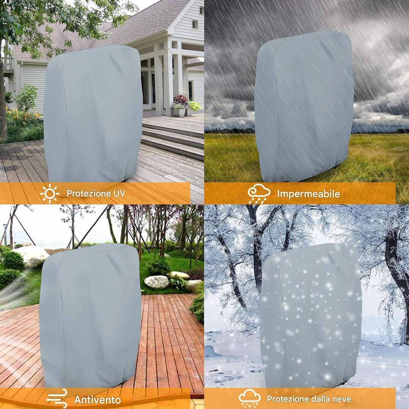 Fundas protectoras plegables para sillas plegables a prueba de polvo para sillas plegables de jardín, paquete de 2 con bolsa de reparación, ideal para camping, salón, piscina