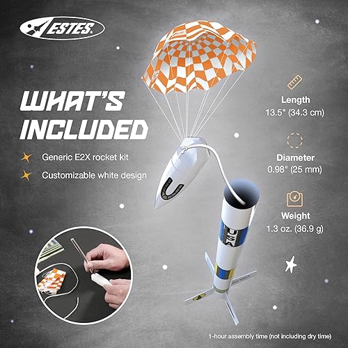 Miniatura 3 de Estes Kit genérico de construcción de cohetes E2X 2008, kit de modelo de cohete volador personalizable para principiantes a partir de 10 años