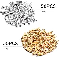 Vista 3 de Aylifu Jewelry Screw Clasps,100pcs Barrel Screw Clasp Column Twist Screw Clasps Brass Screw Fastener Clasp Connector with 2 Hole for DIY Bracelet